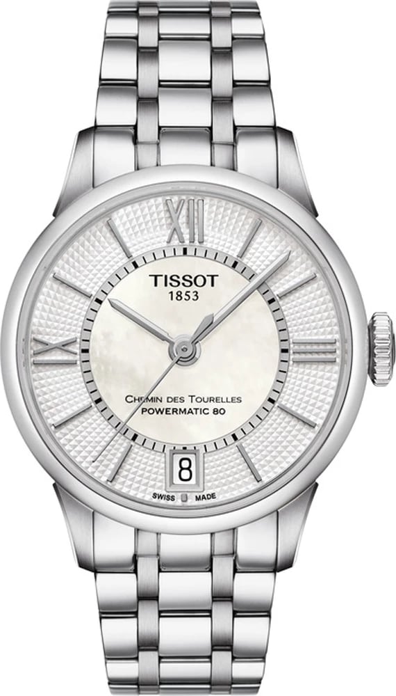 Orë dore TISSOT CHEMIN DES TOURELLES POWERMATIC 80 femra, argjendtë