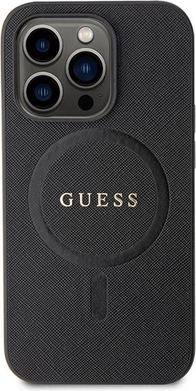 Mbështjellës Guess GUHMP15LPSAHMCK për iPhone 15 Pro 6.1", Saffiano MagSafe, zi
