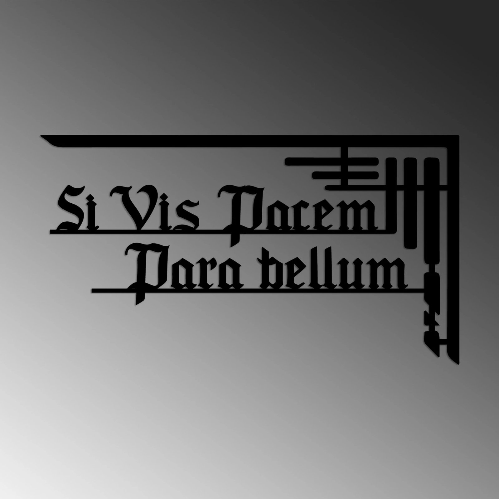 Aksesor dekorativ metalik për mur, Wallity, Si Vis Pacem 1, ngjyrë e zezë, 60x33cm