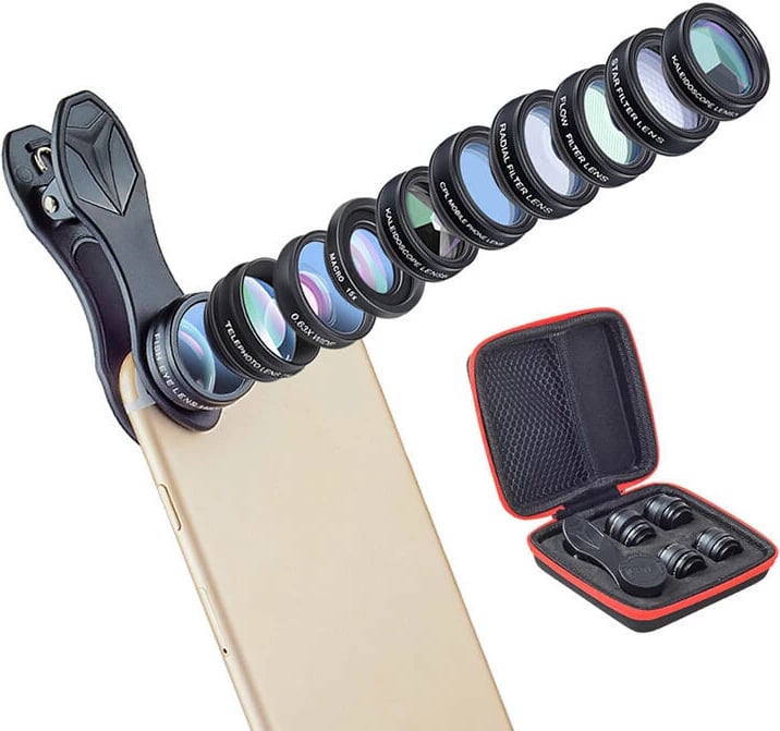 Set lentash për celular APEXEL APL-DG10 10-në-1, e zezë