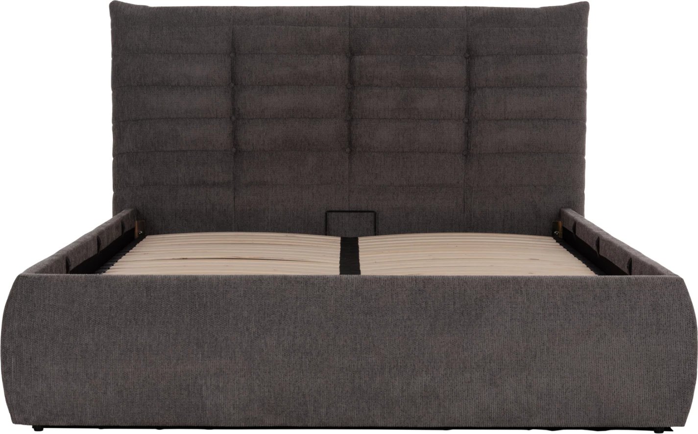 Krevat dopio SANDRA, stof gri, me hapësirë për depo, për dyshek 160x200cm