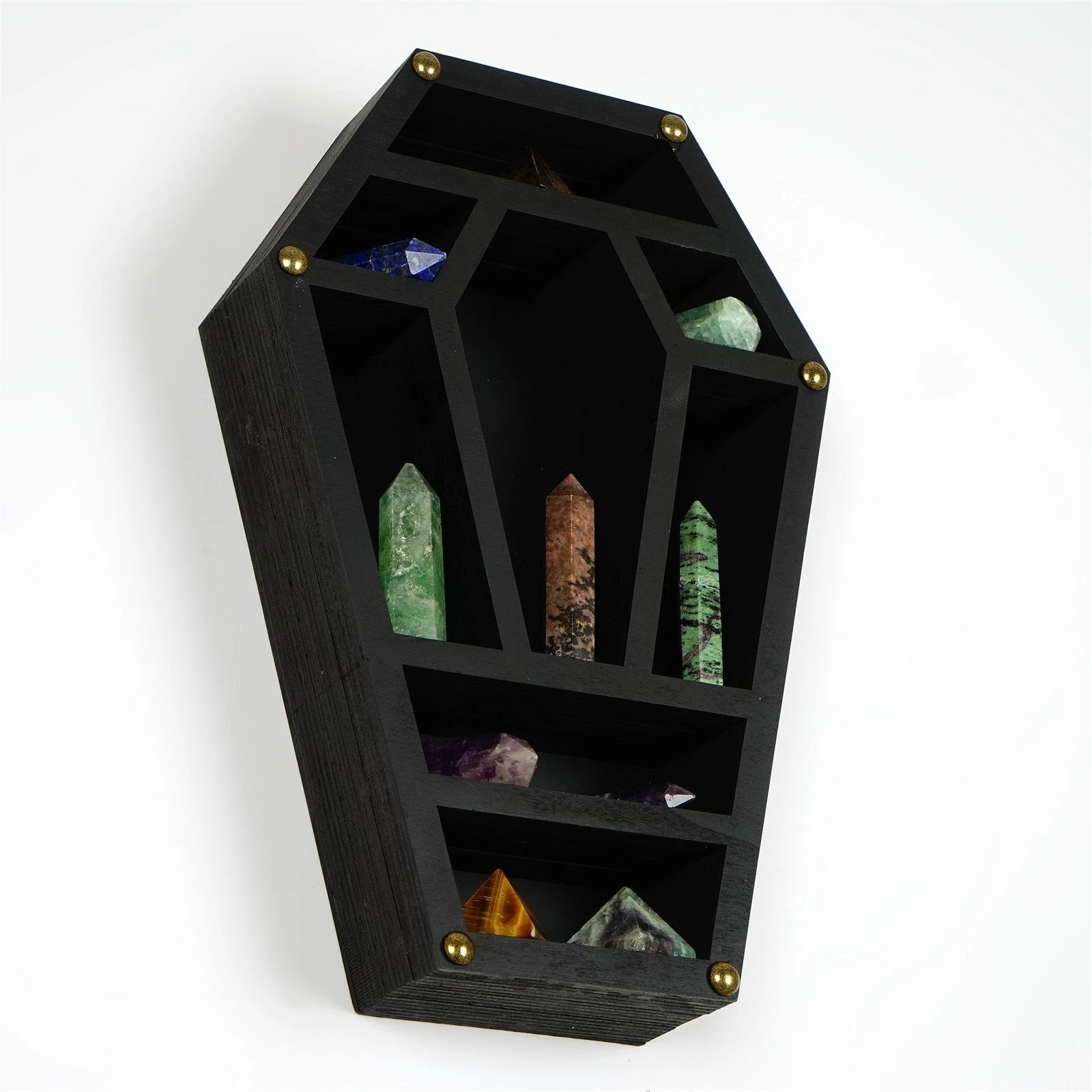 Raft dekorativ muri prej druri, ngjyrë e zezë, Skye Decor, Cry038