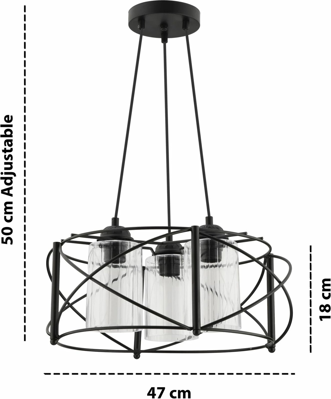 Llambë tavani Opviq, xham Dratkruh, e zezë, transparente