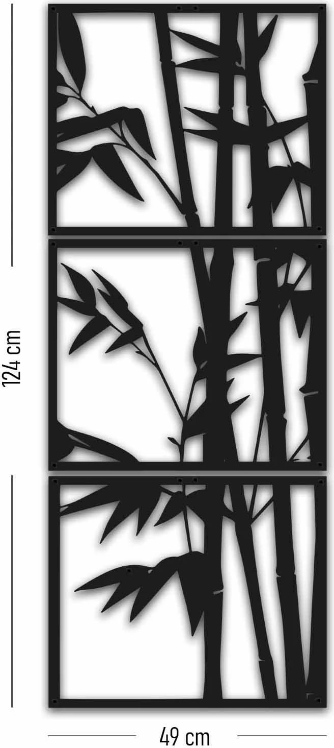 Aksesor dekorativ metalik për mur, Wallity MT-004, 3 pjesë, ngjyrë e zezë, 49x124cm