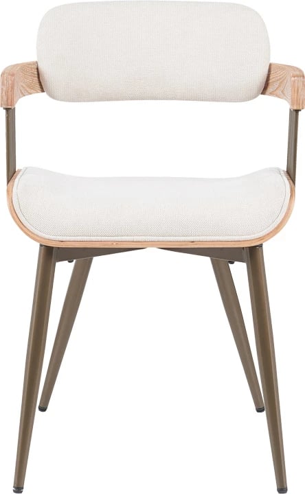 Karrige Cameo, metal bronzi, dru i bardhë i larë, stof bezhë, 53x49.5x75.5cm