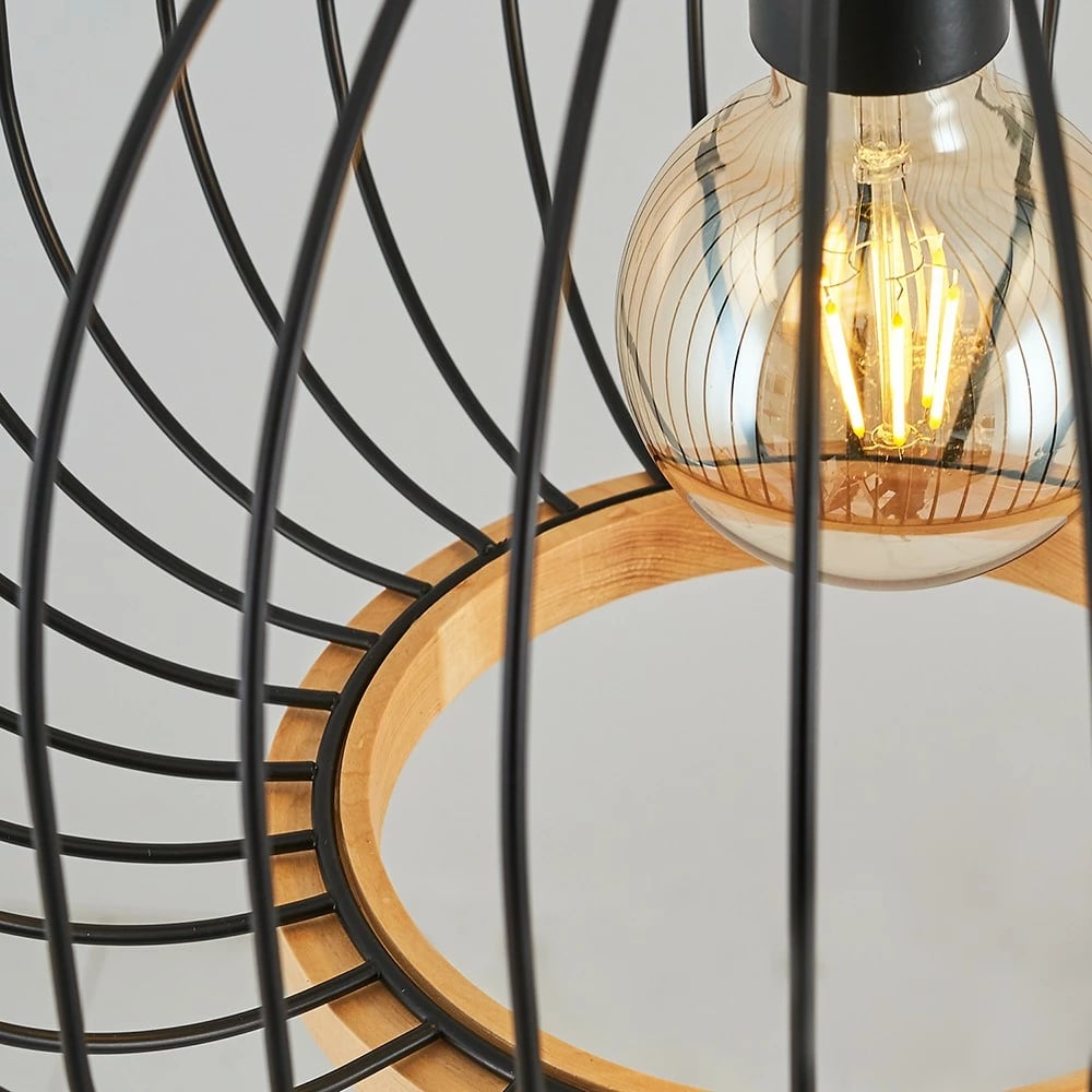 Llambë tavani Opviq, dru dhe metal, e zezë, L1277, 30x120cm