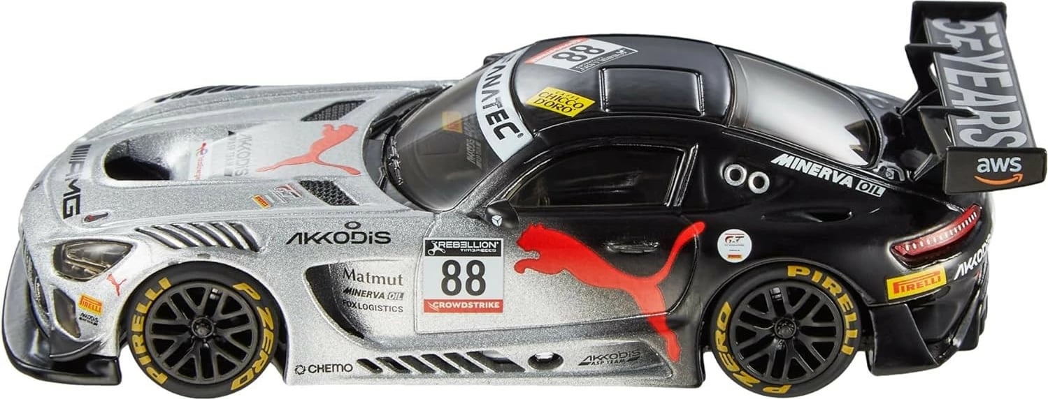 Makine lodër Hot Wheels Mercedes-AMG GT3, 1:43, Metal, Argjendtë/Zeze