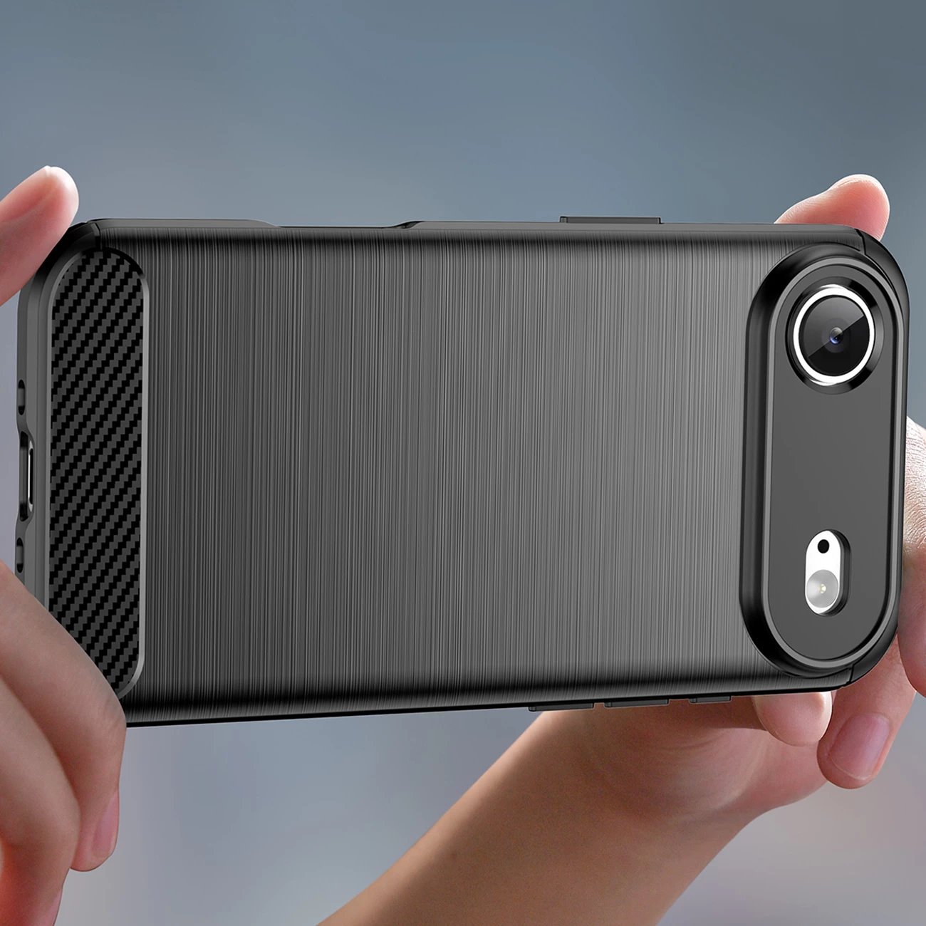 Mbështjellës Hurtel Carbon Case për iPhone 17 Air, TPU, i zi