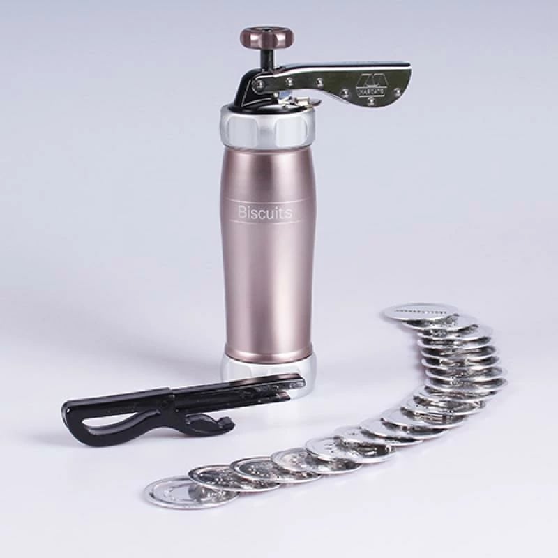 Shtypëse biskotash, Marcato, Biscuit Machine Design BI-DES-POWD-RSA (BIDESPOWDRSA), manuale, metalike, rozë, me disqe forme