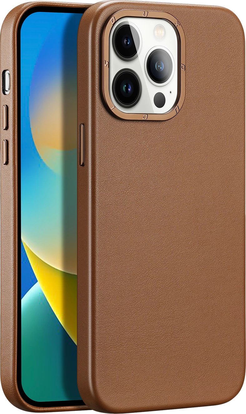 Mbështjellës Dux Ducis Grit për iPhone 14 Pro Max, eco leather, MagSafe, Kafe