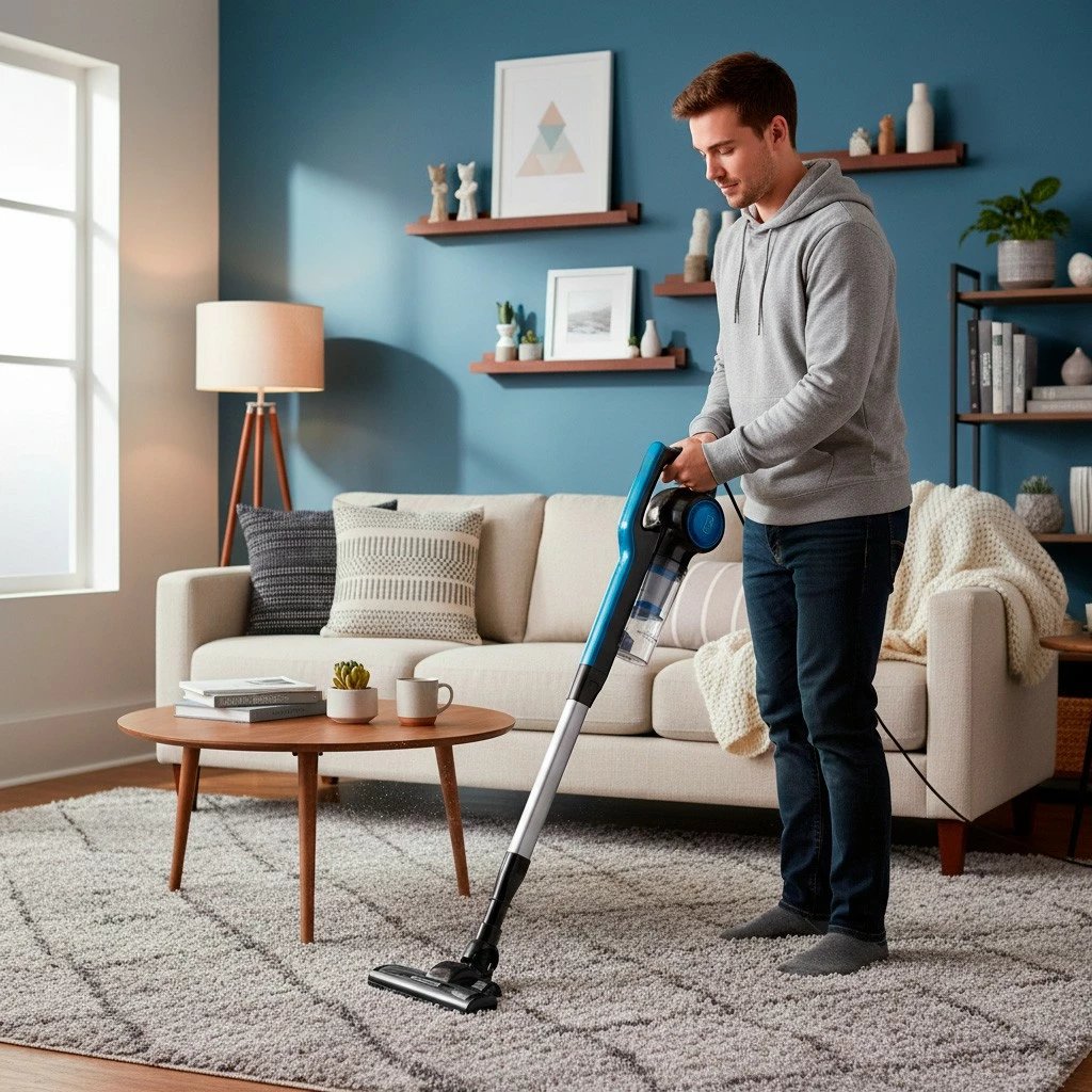 Fshesë me korent vertikale 3-në-1, BLACK+DECKER BXVMS602, 600W, pa qese, depozitë 0.7L, kabllo 6m, Black/Denim/Silver