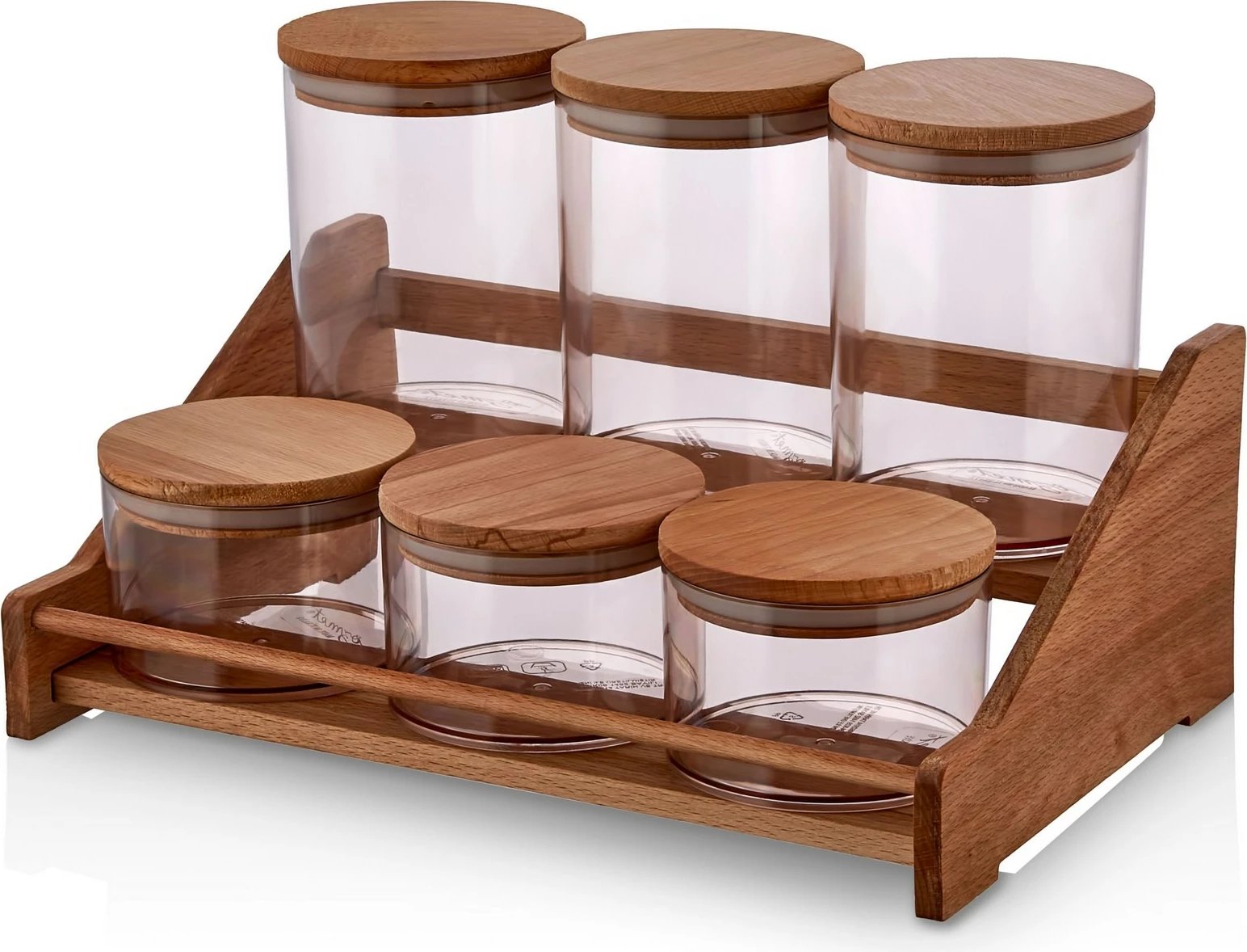 Set kavanozash për erëza me raft kuzhine, druri, Hermia Concept, 667