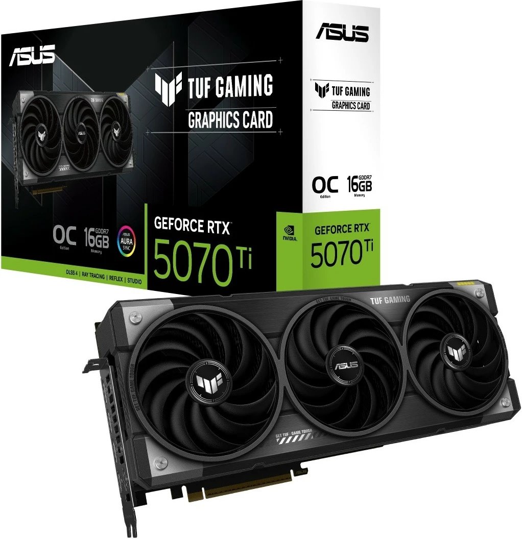 Kartelë grafike Asus GeForce RTX 5070 Ti TUF Gaming OC, 16GB GDDR7, 256-bit, e zezë