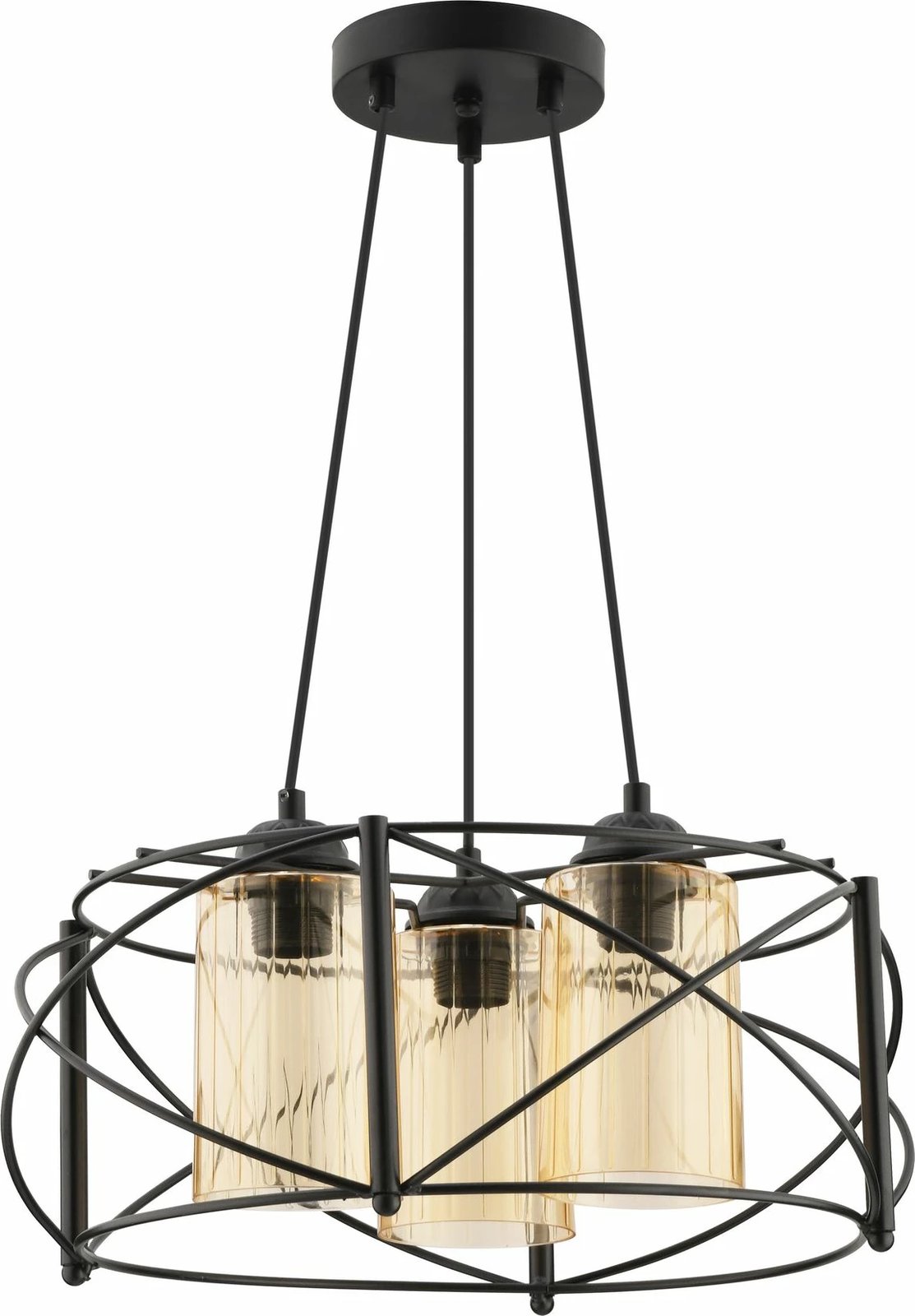 Llambë tavani Opviq, xham Dratkruh, e zezë, e verdhë