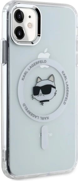 Mbështjellës Karl Lagerfeld IML Metal Choupette Head MagSafe për iPhone 11, Bardhë