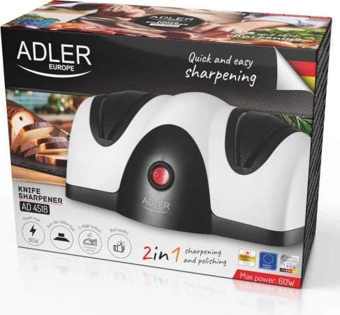 Mprehës elektrik thikash, Adler AD 4518, 2 faza, 40 W, prizë tip C, bardhë/zi