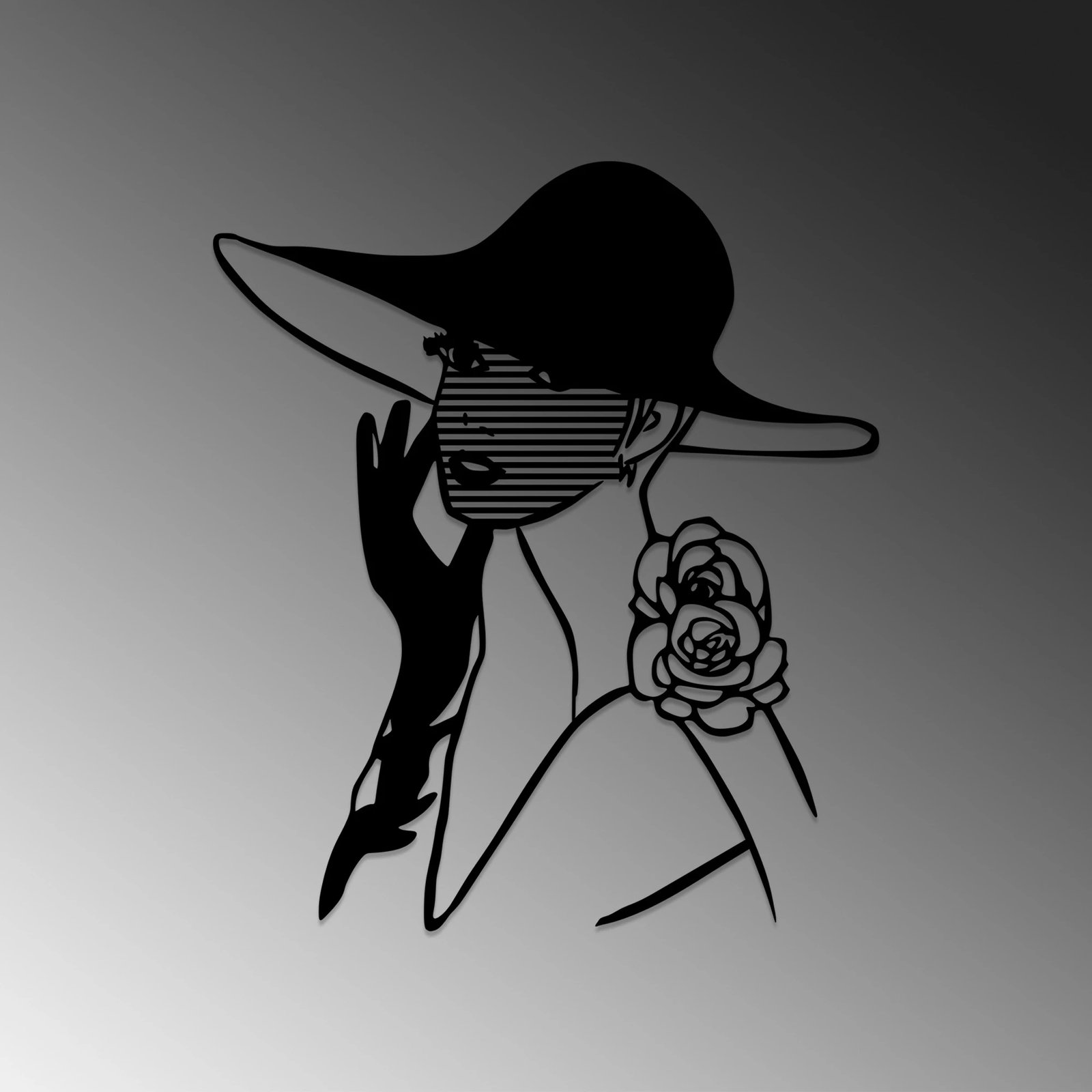 Aksesor dekorativ metalik për mur, Wallity, grua me vija