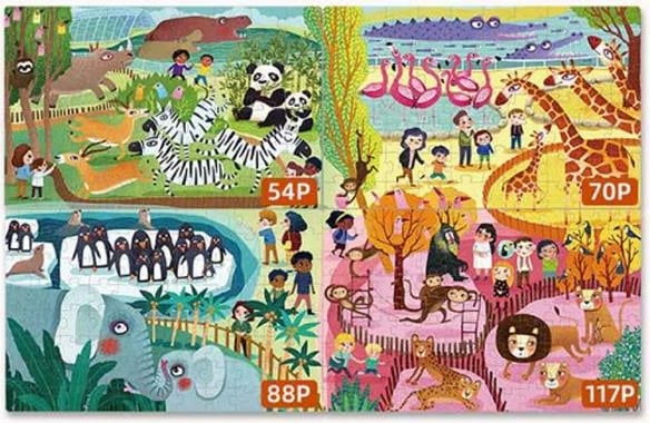 Puzzle Mideer 4 në 1 "Animals" 54,70,88 - 117 pjesë
