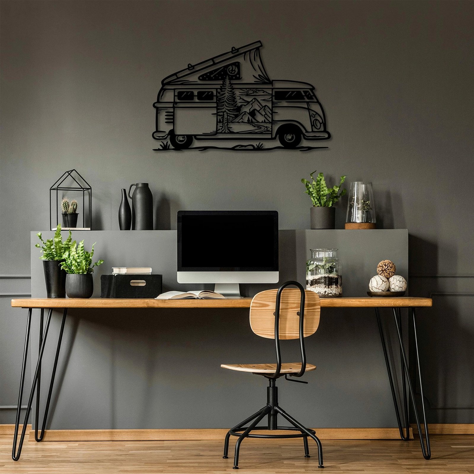 Aksesor dekorativ metalik për mur Wallity, karavan