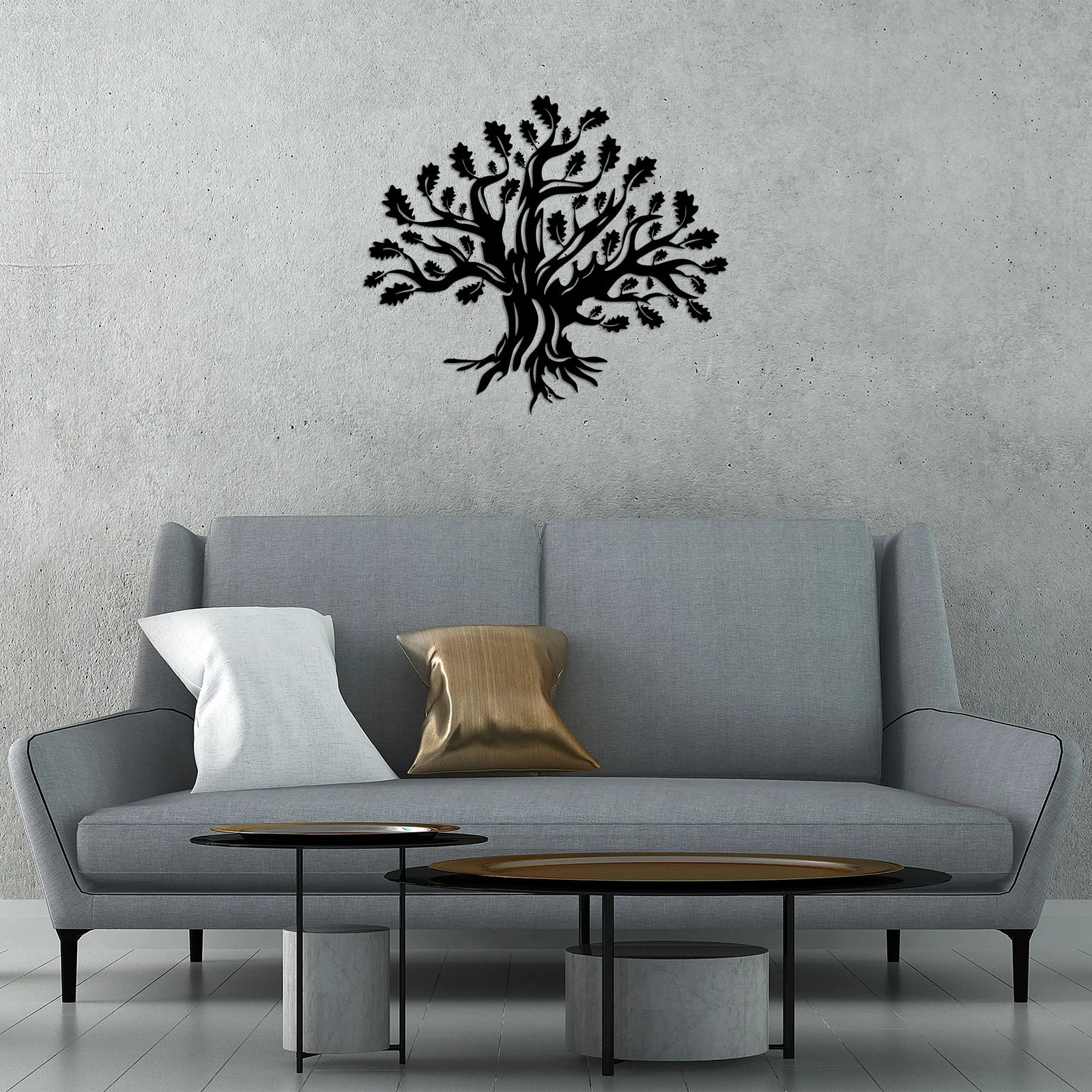 Aksesor dekorativ metalik për mur, Monumental Tree 8, ngjyrë e zezë