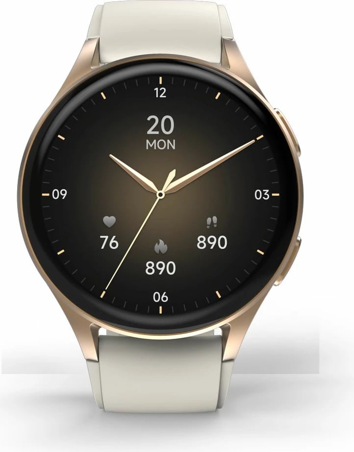 Smartwatch Hama 8900 GPS AMOLED 1.32", rrip silikoni bezhë, Gold Smartwatch Hama 8900 GPS AMOLED 1.32", rrip silikoni bezhë, Gold