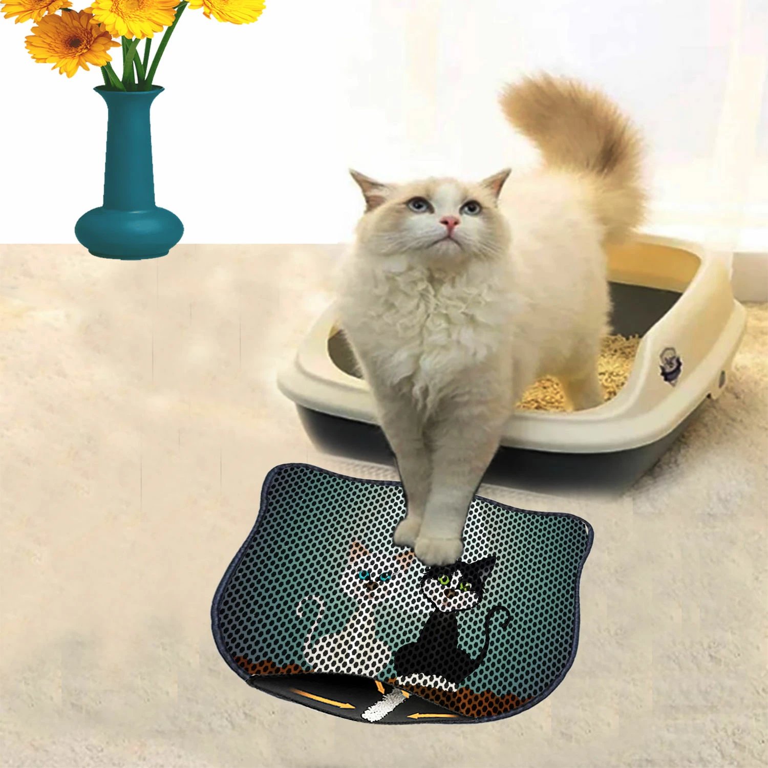 Tapet për rërë mace, shumëngjyrësh, Paws & Whiskers, Kdkafa0026, 40x50cm