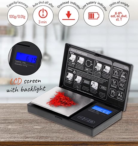 Peshore precize, Adler, AD 3176, kapacitet 100 g / saktësi 0.01 g, ekran LCD me ndriçim, e zezë