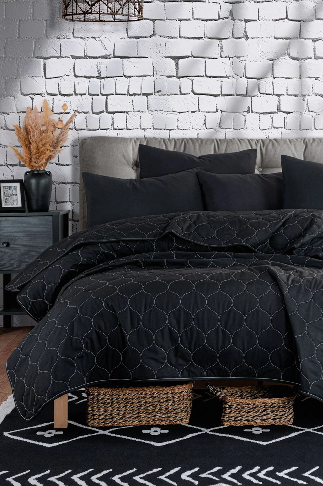 Përparëse krevati quilted King, ngjyrë e zezë, L'Essentiel Linge de Maison