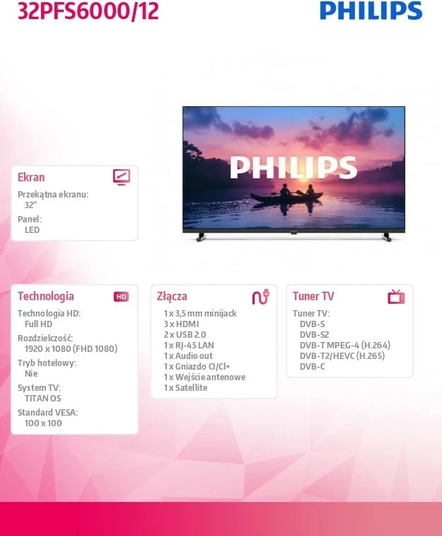 Televizor LED, Philips, 32PFS6000/12, 32 inch Full HD Smart Titan OS HDR Televizor LED, Philips, 32PFS6000/12, 32 inch Full HD Smart Titan OS HDR