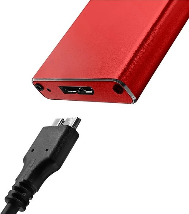 Kasë Qoltec 51831 për SSD M.2 SATA/NGFF, USB 3.0, 2TB, Kuqe