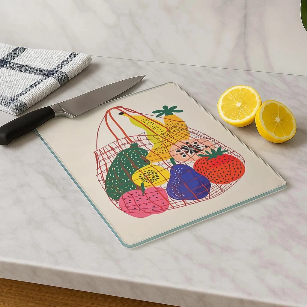 Dërrasë prerëse Hermia, qelq i temperuar, shumëngjyrëshe, Kes-00017, 30x40cm