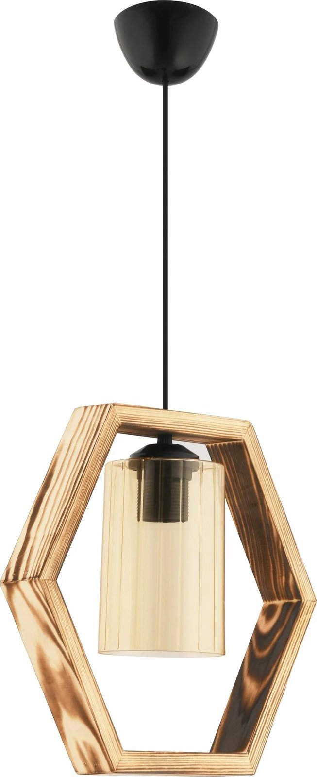 Llambë tavani Opviq, dru natyral, gjashtëkëndore, xham i vetëm