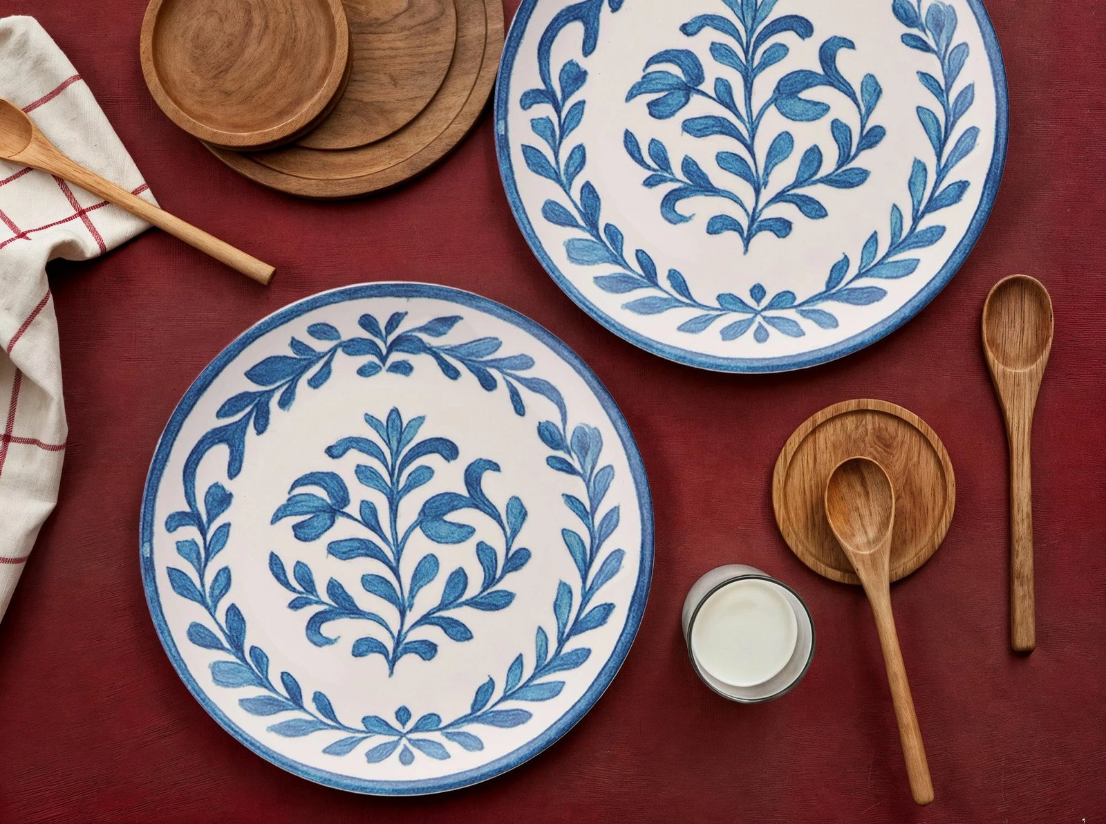 Set pjatash shërbimi (6 copë), Hermia Concept, ngjyrë blu e bardhë