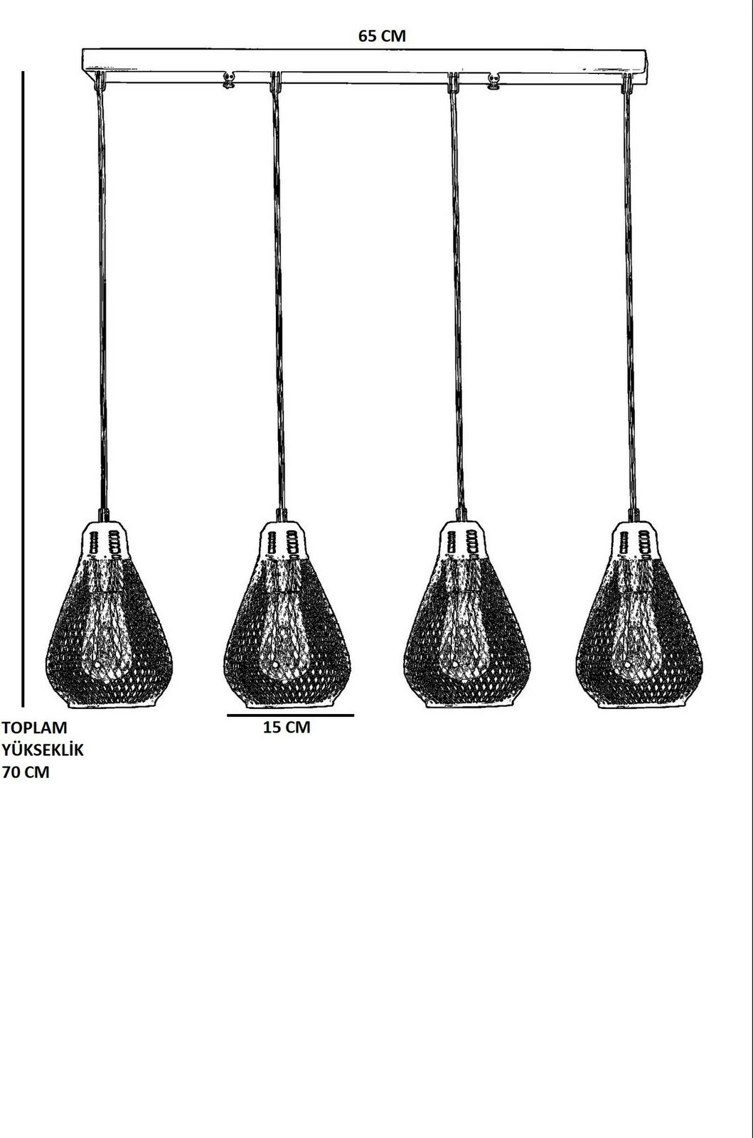 Llambë tavani Opviq, Armut 4-sh, ngjyrë ari, eskitme, e varur