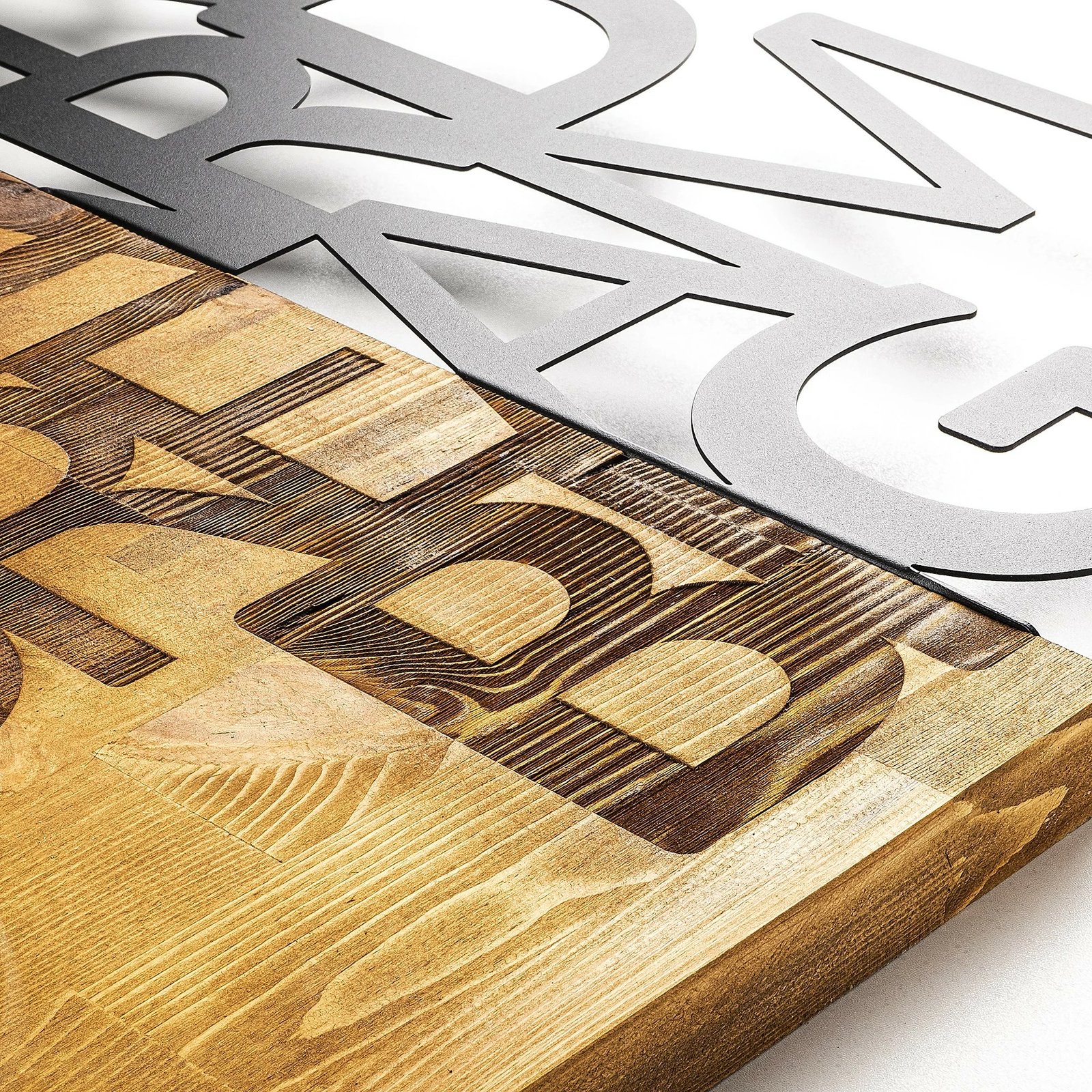 Aksesor dekorativ muri prej druri, Wallity, Work Hard Dream Big, ngjyrë arre dhe e zezë, 48x58cm