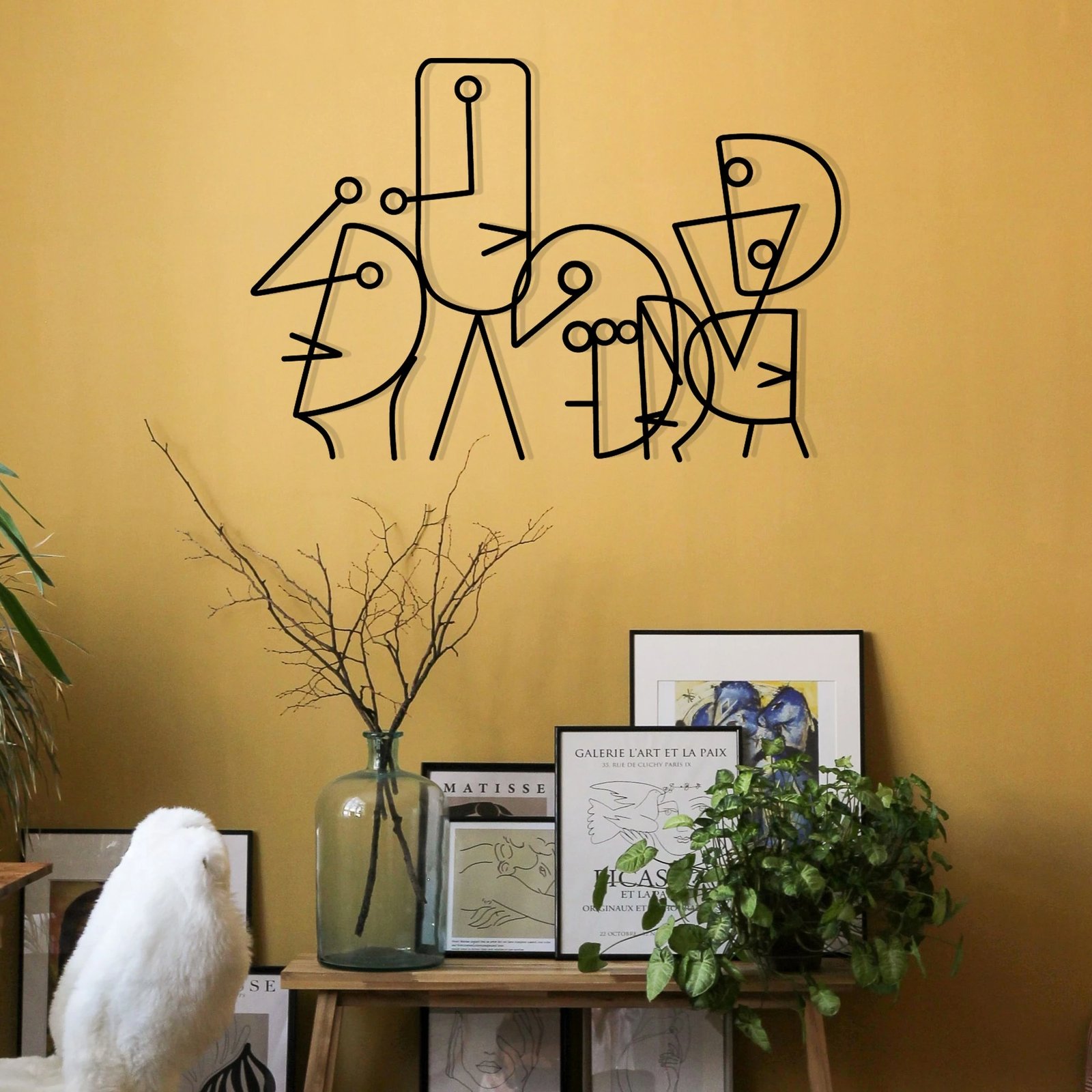 Aksesor dekorativ metalik për mur Wallity, Damophilus, ngjyrë e zezë, 55.5x38cm