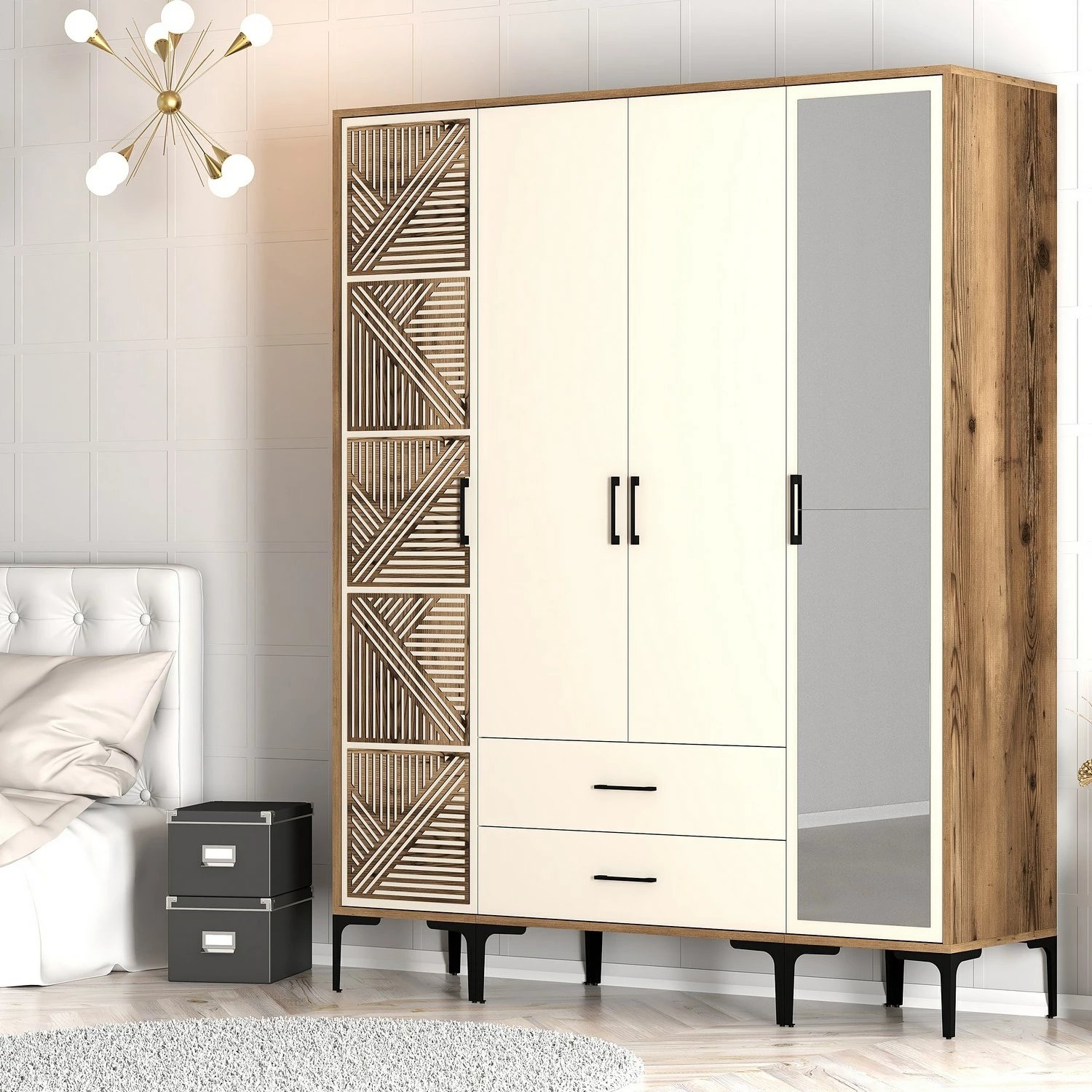 Dollap Hanah Home, Kumsal PTR, ngjyrë arre dhe krem