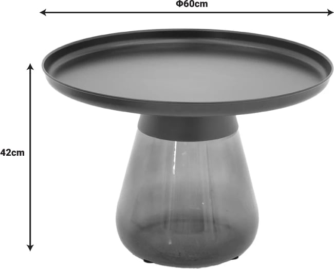 Set tavolinash kafeje Kunlo Inart 2 copë metal i zi-xham i zi