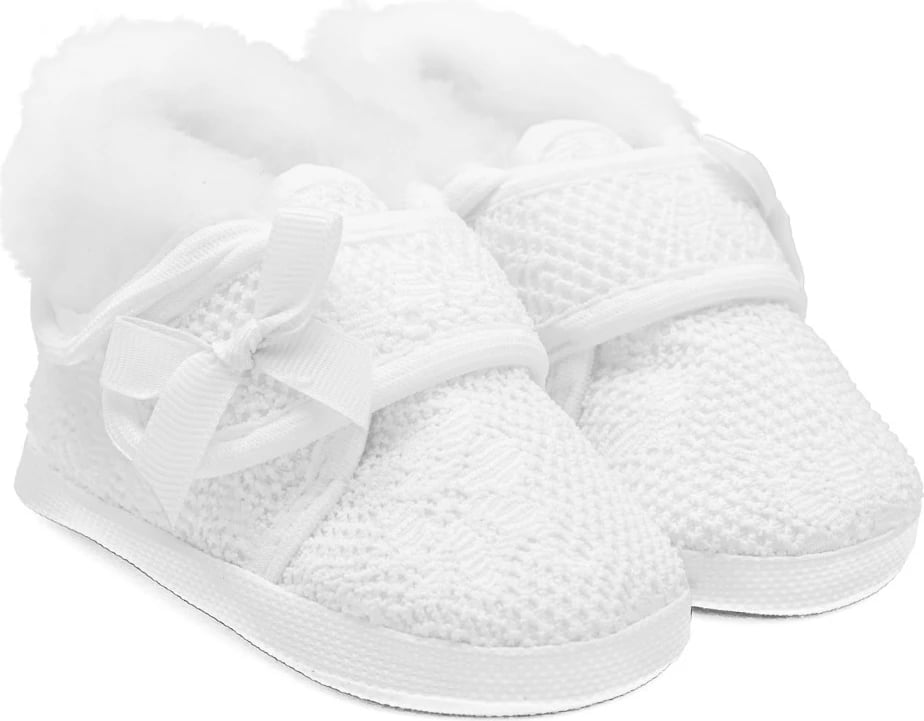 papuçe bebe dimri, NEW BABY, për pagëzim, 12-18 muaj, me kapëse velcro, e bardhë