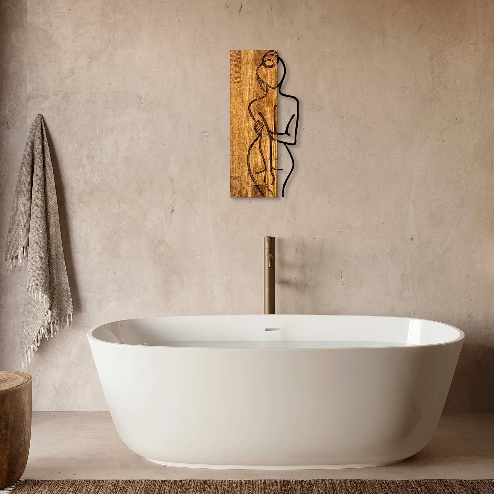 Aksesor dekorativ muri prej druri, Wallity, MA-294, ngjyrë arre dhe e zezë, 27x58cm