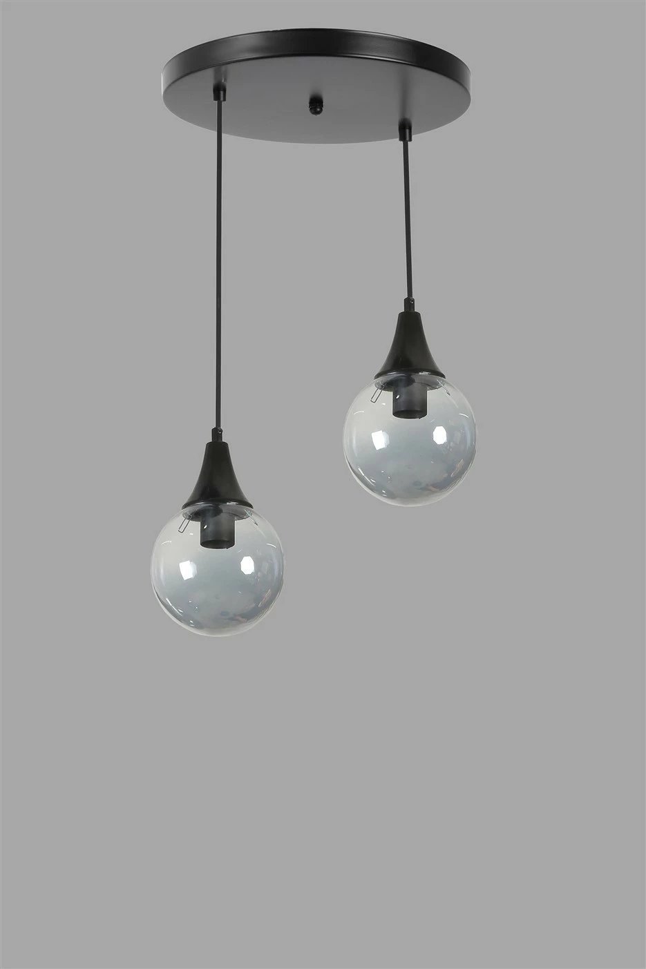 Llambë tavani Opviq Afra 2, metal e xham, ngjyrë e zezë dhe fume