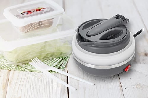 Çajnik elektrik udhëtimi, Adler AD 1279, 0.6 L, silikon palosës, 750W, gri