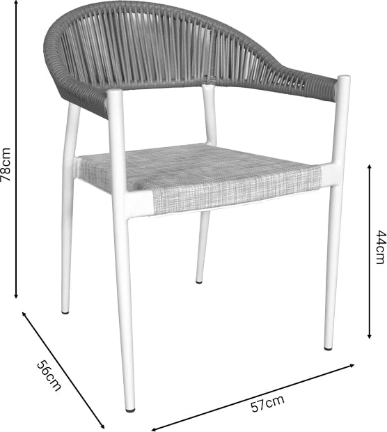 Set tavoline me dy karrige për terasë, Kliton - Elation, alumin, ngjyrë e bardhë-natyrale, 80x80x74cm