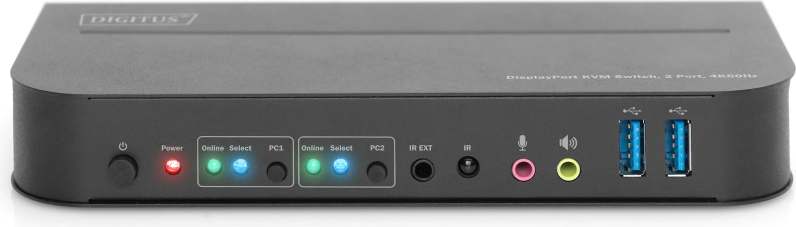 KVM Switch Digitus DS-12850, 2 porta, 4K/60Hz, 2x DP në 1x DP/HDMI, e zezë