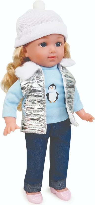 Kukull funksionale, Natalia, 185663, 36 cm, flet dhe këndon në polonisht, me bateri AG13 x3, jelek argjendtë