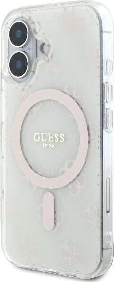 Mbështjellës Guess IML 4G Background MagSafe për iPhone 16, Bardhë