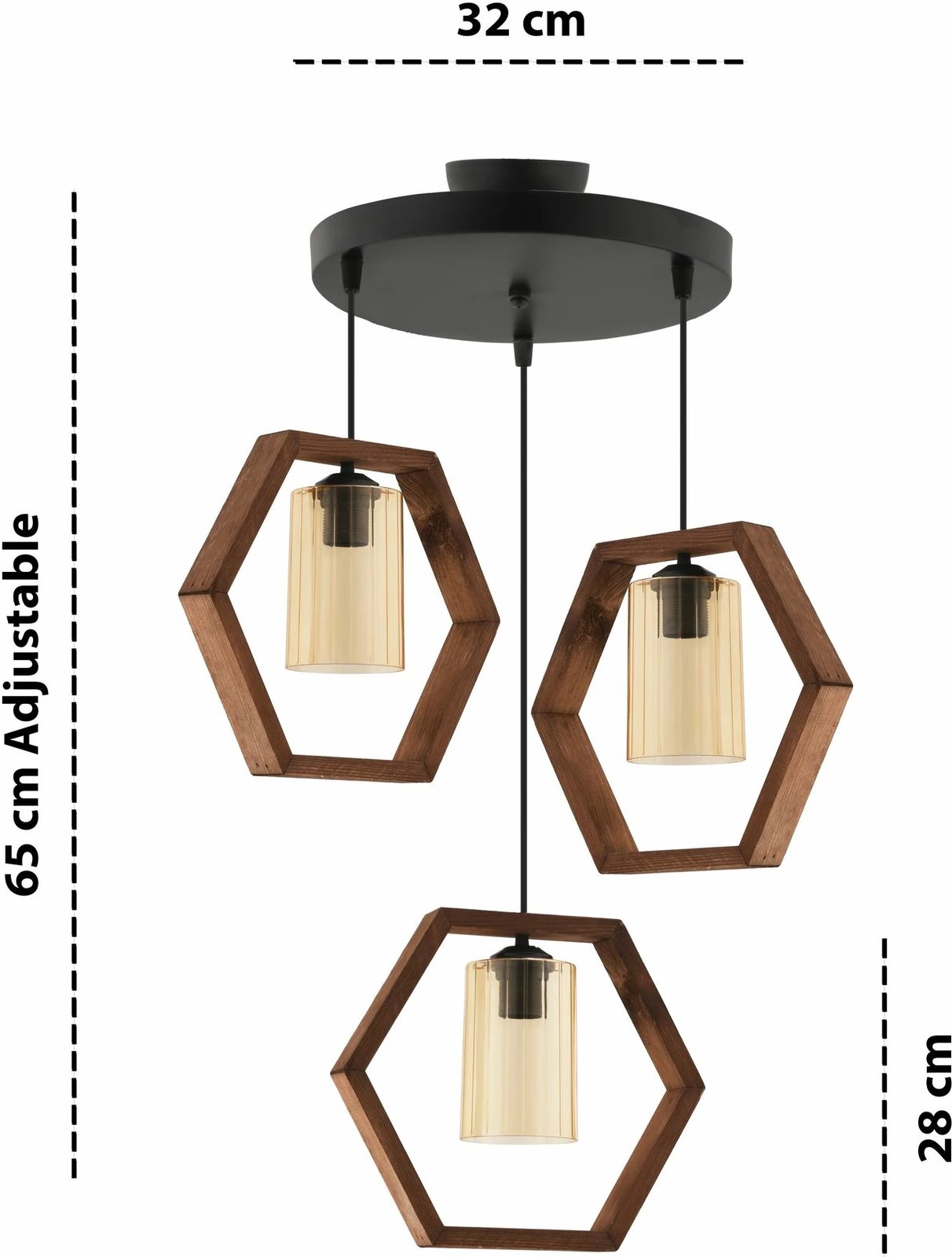 Llambë tavani Opviq, Hexagon Triple, xham i errët