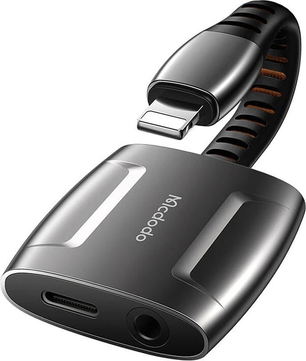 Adapter audio Mcdodo CA-6340, Lightning në Lightning + AUX 3.5mm, zi
