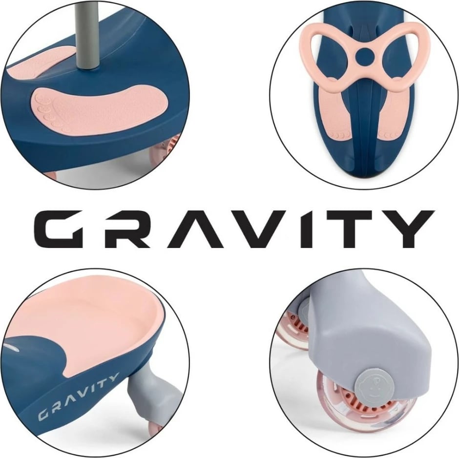 ride-on Milly Mally Gravity Gaiter 5927 4 rrota LED deri 50 kg blu e errët/rozë
