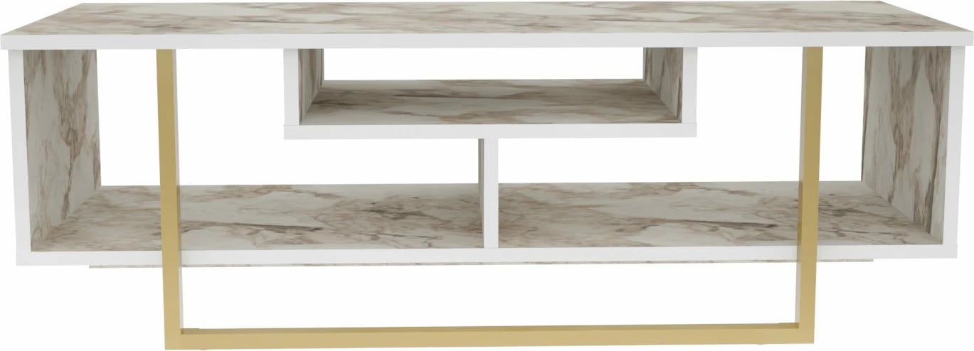 Komodë TV Hanah Home, Asal 120, ngjyrë e bardhë dhe ari, Ephesus